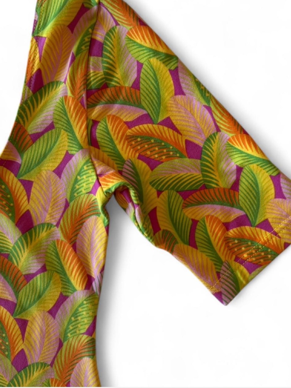 Manuel Canovas Made in France Tropical Leaf Print Stretch Knit Dress Size 8 - Picture 3 of 7
